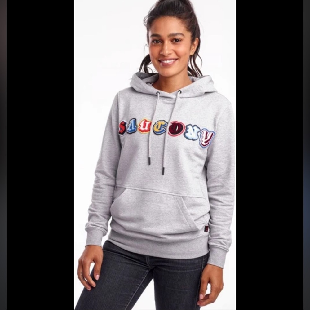 NWOT Saucony Hooded Sweatshirt, gray, unisex, size Large, So cute!